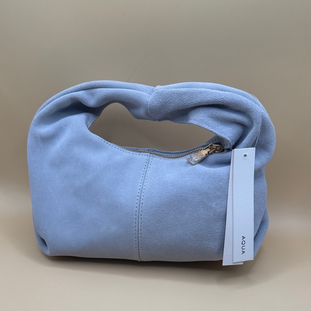 Aqua Soft Sky Blue Knotted Handle Shoulder Bag